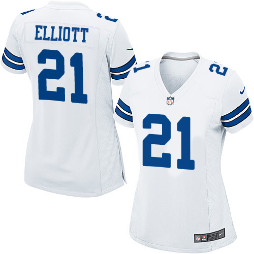 Women's Game Ezekiel Elliott Nike Jersey White Road - #21 NFL Dallas Cowboys